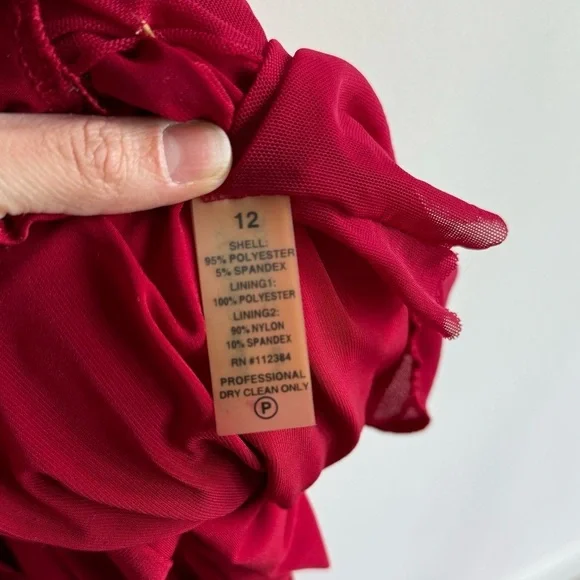 Calvin Klein Vintage Red Drape Strapless Evening Dress Size 12 - Picture 7 of 10